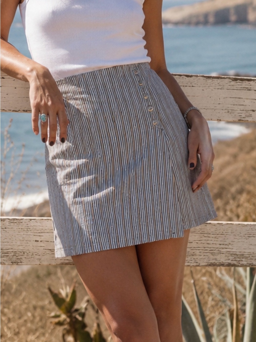 Vintage 90s Stampede Striped Wrap Mini Skirt USA Western Coastal Cowgirl Rodeo